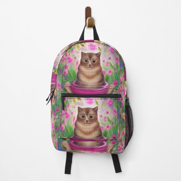 Item preview, Beautiful Fantasy Whimsical Cat Pastel Illustration with flowers in background designed and sold by ManifestoDesign.