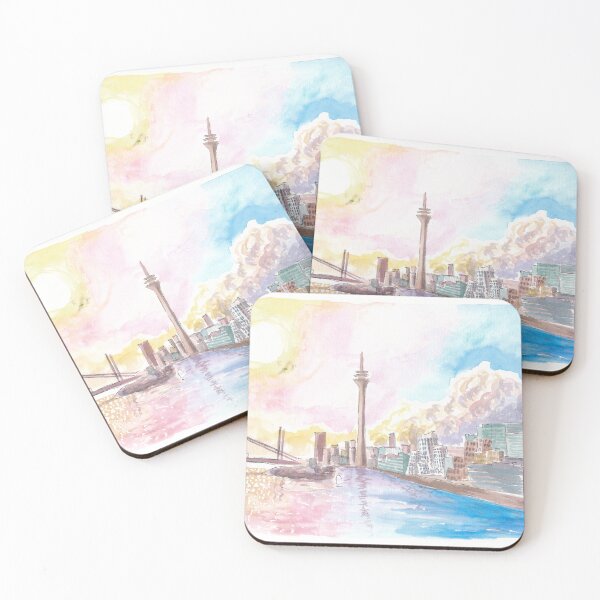 Item preview, Dusseldorf Skyline with Rhine Bridge and Sunset designed and sold by artshop77.