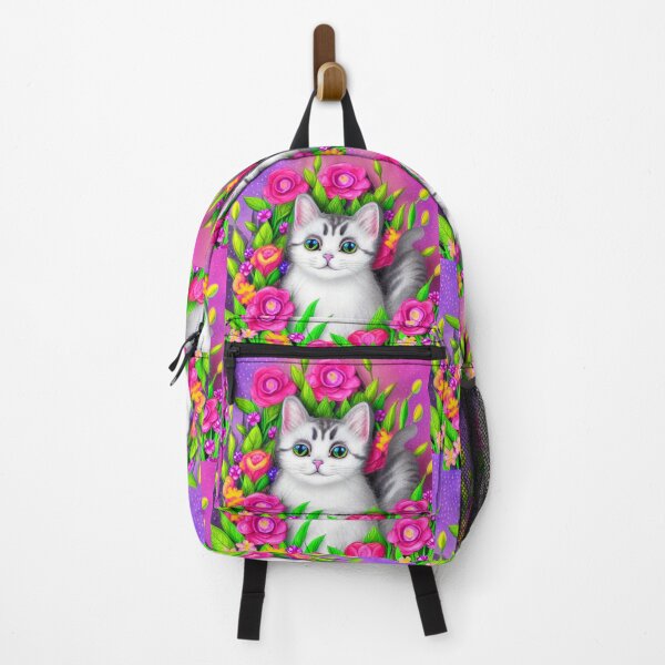 Item preview, Beautiful Fantasy Whimsical Cat Pastel Illustration with flowers in background designed and sold by ManifestoDesign.