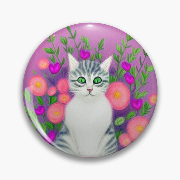 Item preview, Beautiful Fantasy Whimsical Cat Pastel Illustration with flowers in background designed and sold by ManifestoDesign.