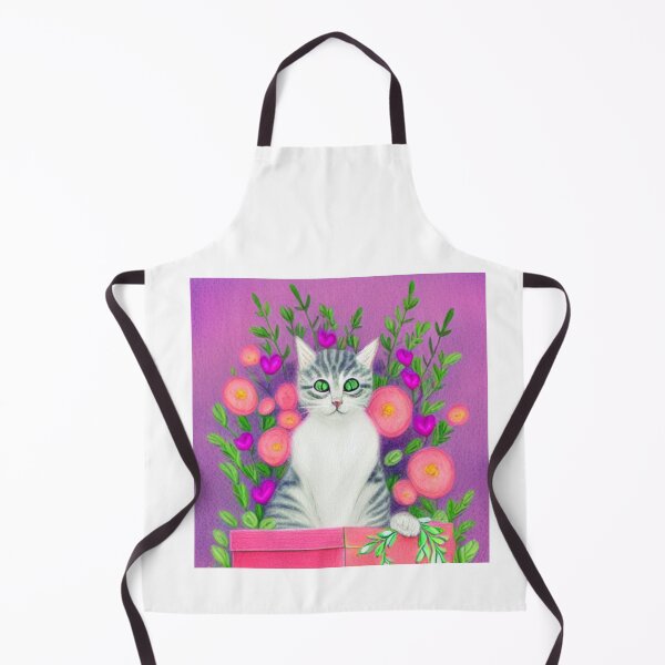 Item preview, Beautiful Fantasy Whimsical Cat Pastel Illustration with flowers in background designed and sold by ManifestoDesign.