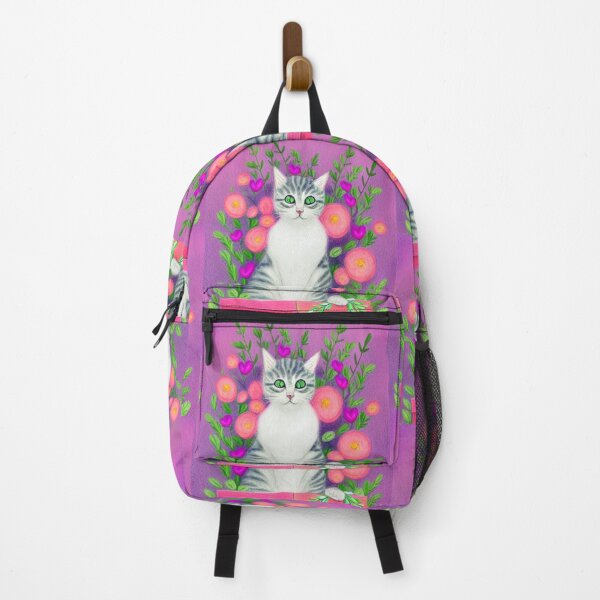 Item preview, Beautiful Fantasy Whimsical Cat Pastel Illustration with flowers in background designed and sold by ManifestoDesign.