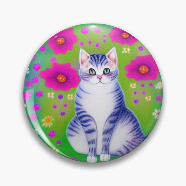 Item preview, Beautiful Fantasy Whimsical Cat Pastel Illustration with flowers in background designed and sold by ManifestoDesign.