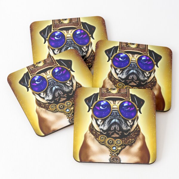Item preview, Cool DJ pug with Blue sunglasses - Cute - Steampunk artwork designed and sold by The-Meraki-Man.