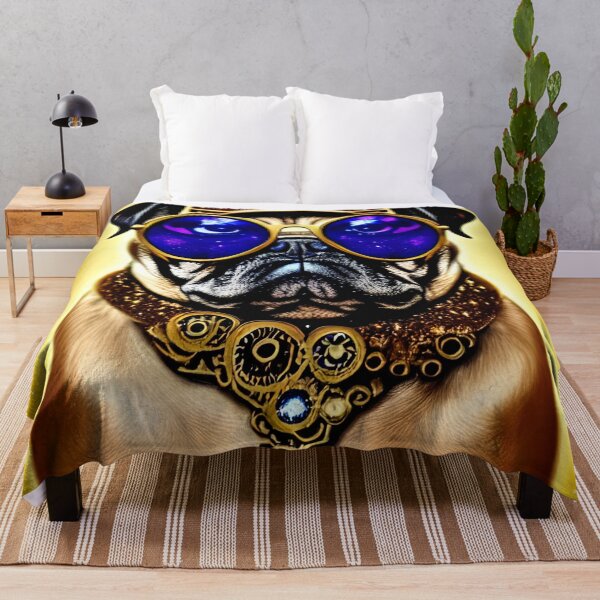 Item preview, Cool DJ pug with Blue sunglasses - Cute - Steampunk artwork designed and sold by The-Meraki-Man.