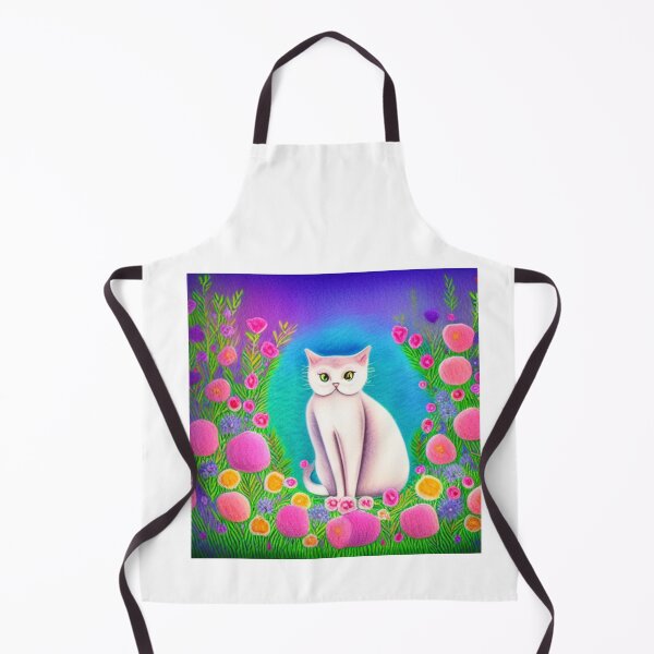 Item preview, Beautiful Fantasy Whimsical Cat Pastel Illustration with flowers in background designed and sold by ManifestoDesign.