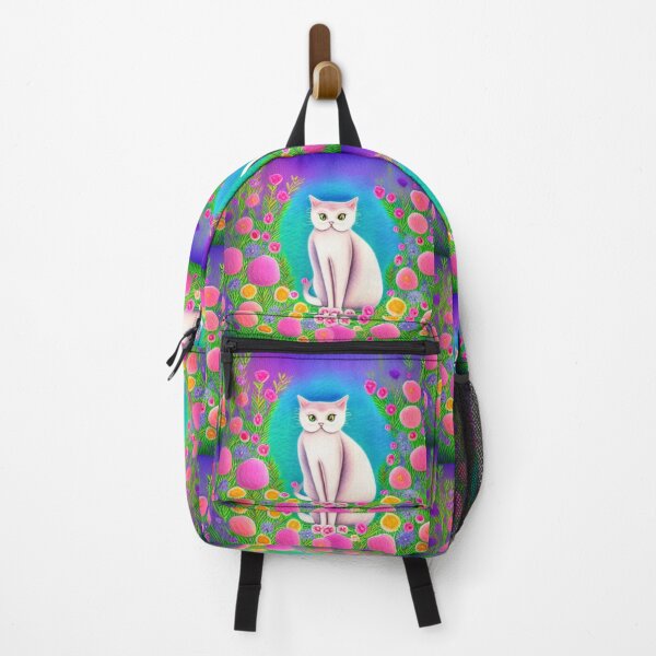 Item preview, Beautiful Fantasy Whimsical Cat Pastel Illustration with flowers in background designed and sold by ManifestoDesign.