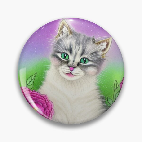 Item preview, Beautiful Fantasy Whimsical Cat Pastel Illustration with flowers in background designed and sold by ManifestoDesign.