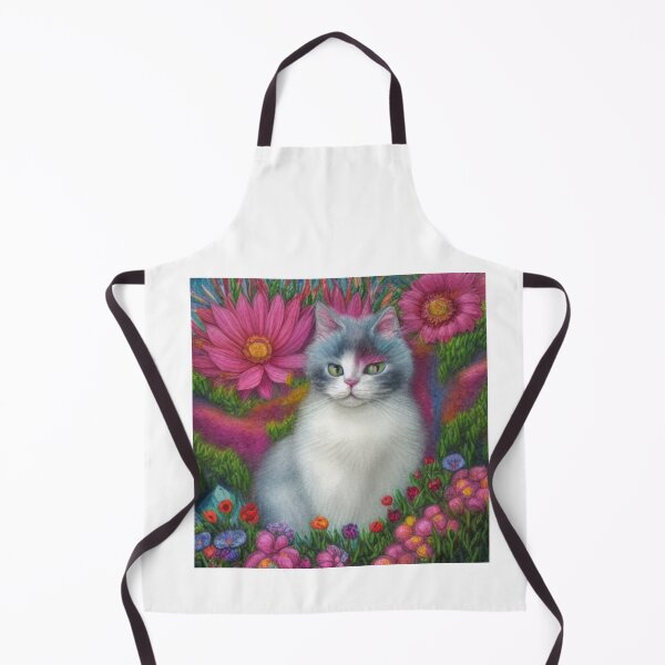 Item preview, Beautiful Fantasy Whimsical Cat Pastel Illustration with flowers in background designed and sold by ManifestoDesign.