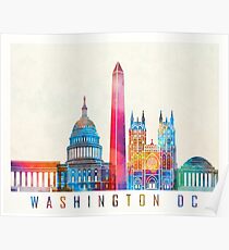 Washington DC landmarks watercolor poster Poster