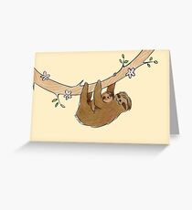 Mama and Baby Sloth Greeting Card