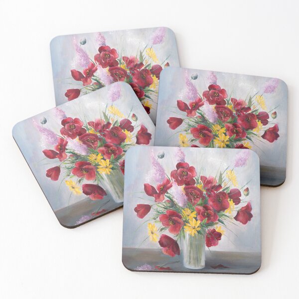 Item preview, Poppies in a glass vase designed and sold by GoldsteinART.