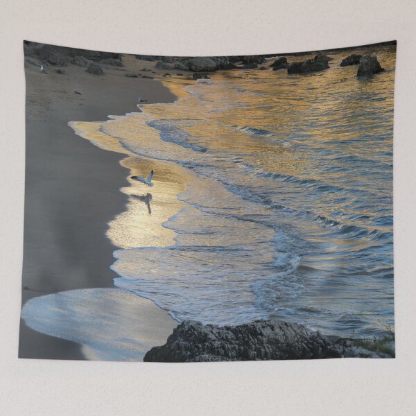 Item preview, Golden Light at Praia da Rainha - Queens Beach - in Cascais Portugal designed and sold by Georgia Mizuleva.