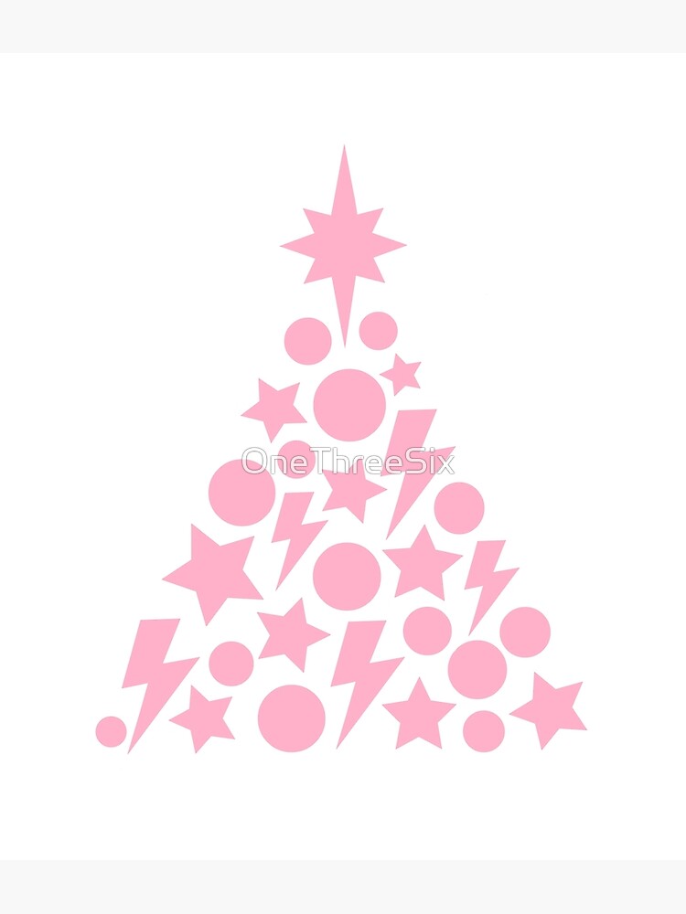 "Pink Christmas Tree with Stars and Lightning " Poster for Sale by