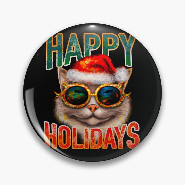 Item preview, Happy Holidays kool kat, smiling Santa cat, for cat lovers designed and sold by mwebba2005.