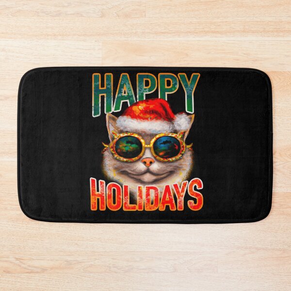 Item preview, Happy Holidays kool kat, smiling Santa cat, for cat lovers designed and sold by mwebba2005.
