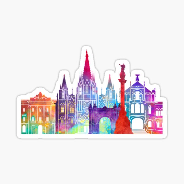 Vista previa del artículo con la obra «Cartel de acuarela de puntos de referencia de Barcelona», diseñado y vendido por paulrommer.