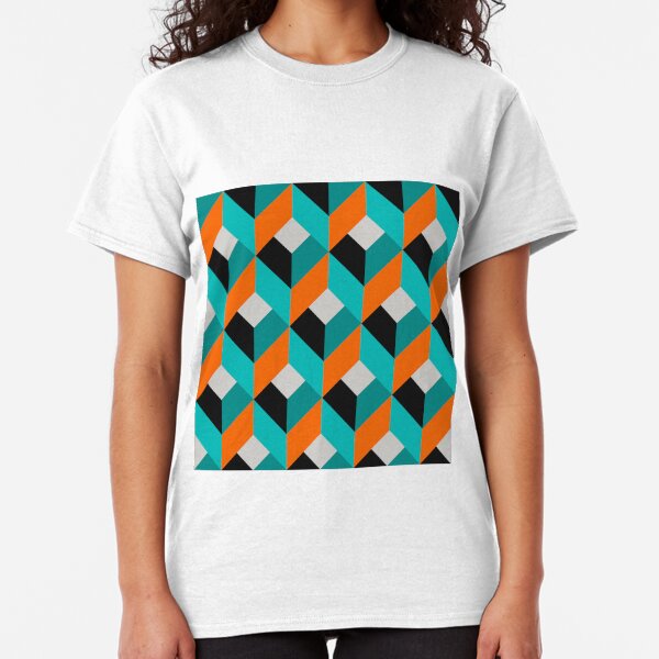 Geometric Pattern: Box: Blue Classic T-Shirt
