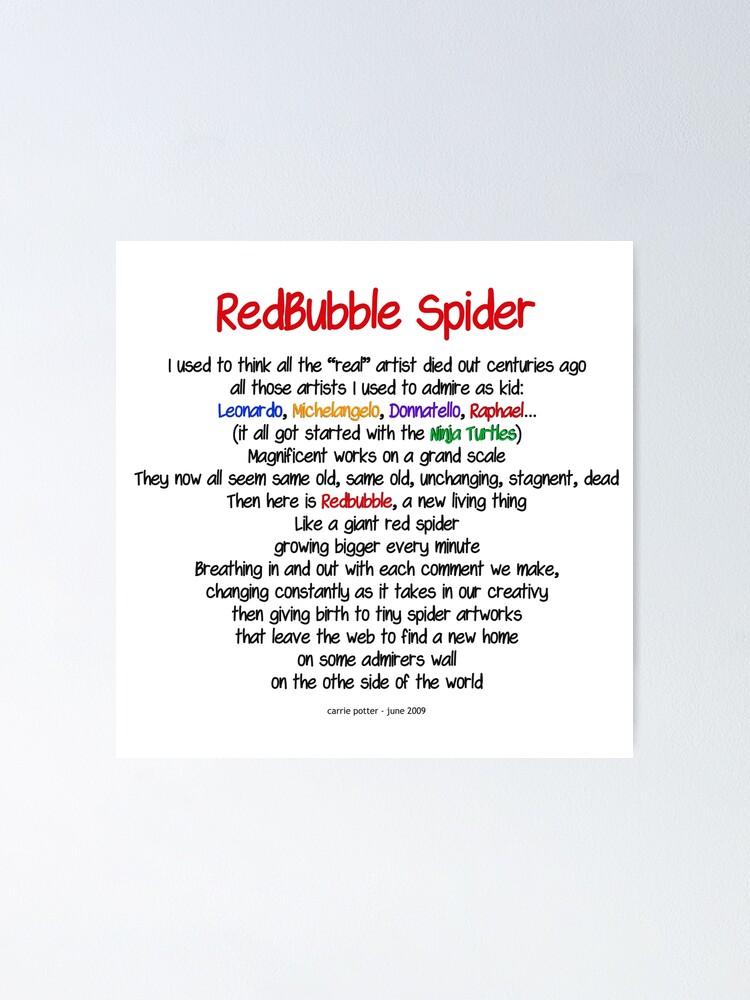 Red Bubble Spider Poster for Sale by Carrie Potter