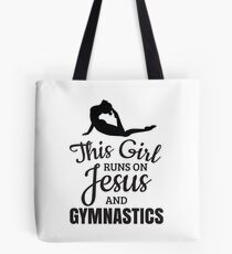 Gymnastik-Hemd, Mädchen-Gymnastik-Geschenk, läuft auf Jesus Tote Bag