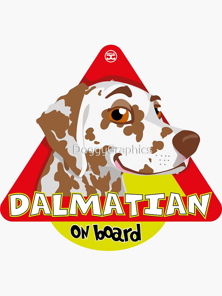 Thumbnail 3 of 3, Sticker, Dalmatian On Board - Brown&White designed and sold by DoggyGraphics.