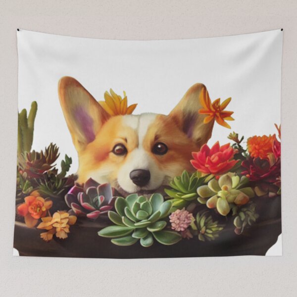 Item preview, Succulent Basket Corgi designed and sold by Paint-of-Heart.