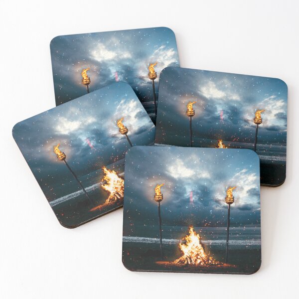 Item preview, Storm Beach and Campfire Tropical Island Landscape Castaway designed and sold by Jolly-Yosei.