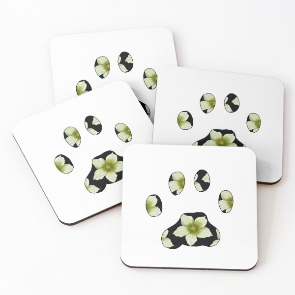 Item preview, Cat paw with Briony flower pattern in black on white designed and sold by Encie-Designs.