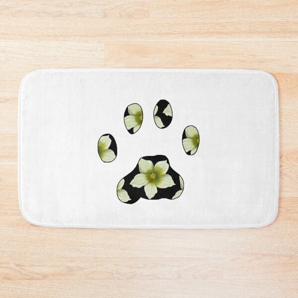 Item preview, Cat paw with Briony flower pattern in black on white designed and sold by Encie-Designs.