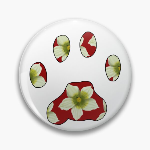 Item preview, Cat paw with Briony flower pattern in red on white designed and sold by Encie-Designs.