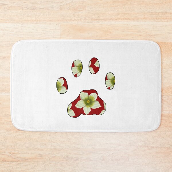 Item preview, Cat paw with Briony flower pattern in red on white designed and sold by Encie-Designs.
