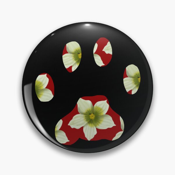 Item preview, Cat paw with Briony flower pattern in red on white designed and sold by Encie-Designs.