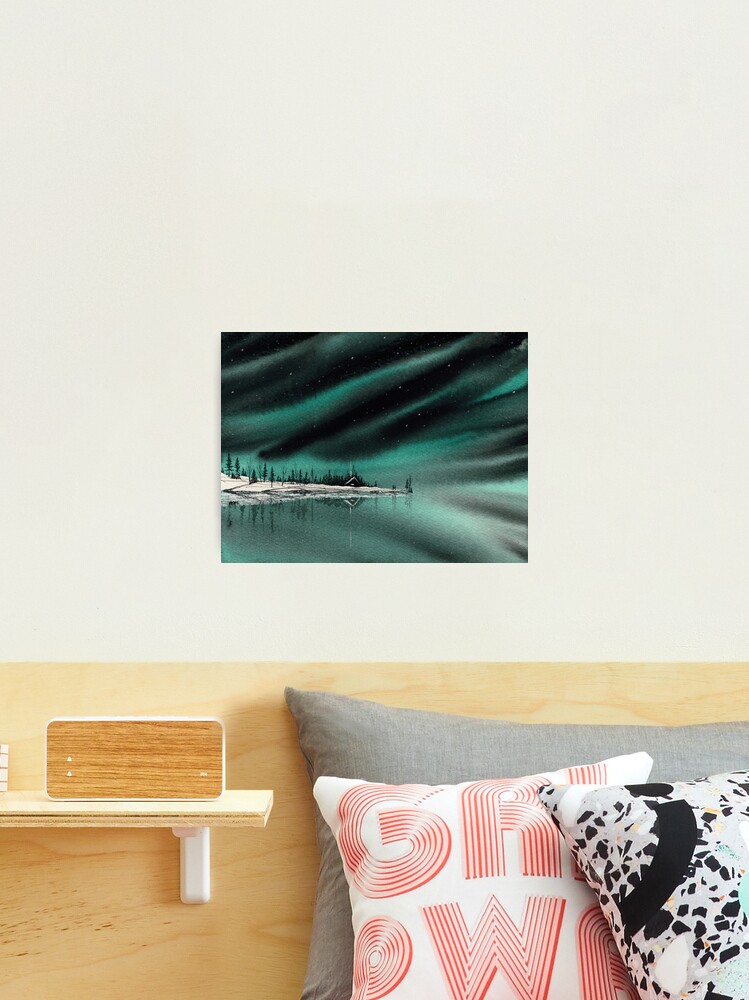 Thumbnail 2 of 3, Photographic Print, Northern Light Lake Cabin designed and sold by nakedpastor.