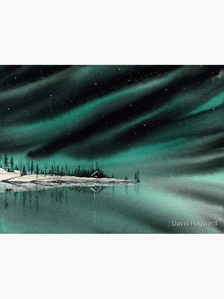 Thumbnail 3 of 3, Photographic Print, Northern Light Lake Cabin designed and sold by nakedpastor.