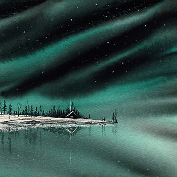 Artwork thumbnail, Northern Light Lake Cabin by David Hayward