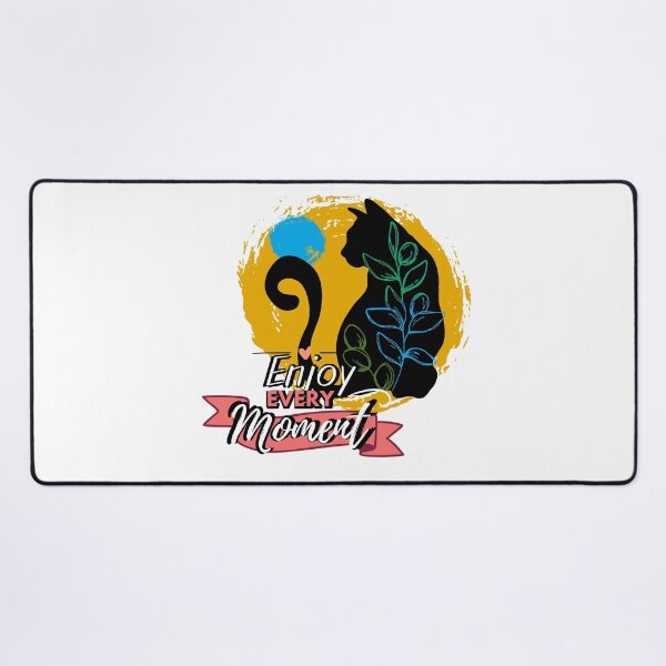 Item preview, Inspirational quote, enjoy every moment, floral cat designed and sold by Sanctum Cosmos.