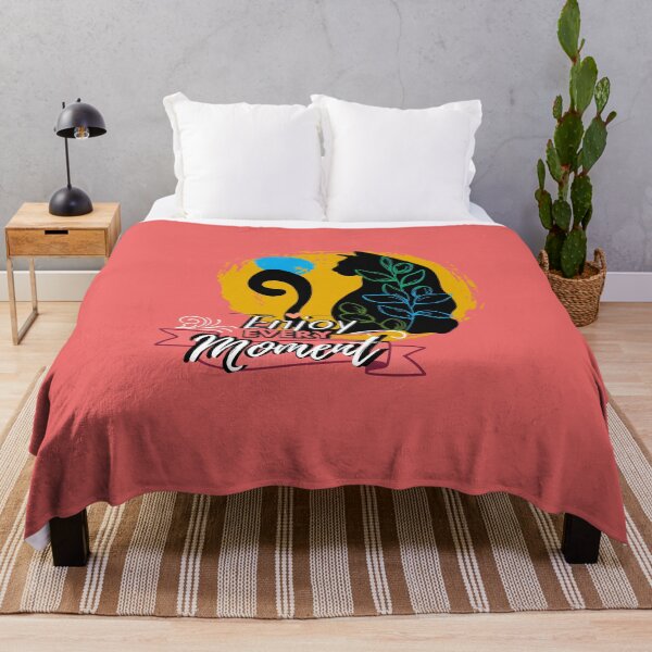 Item preview, Inspirational quote, enjoy every moment, floral cat designed and sold by Sanctum Cosmos.