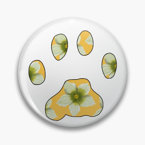 Item preview, Cat paw with Briony flower pattern in yellow on white designed and sold by Encie-Designs.