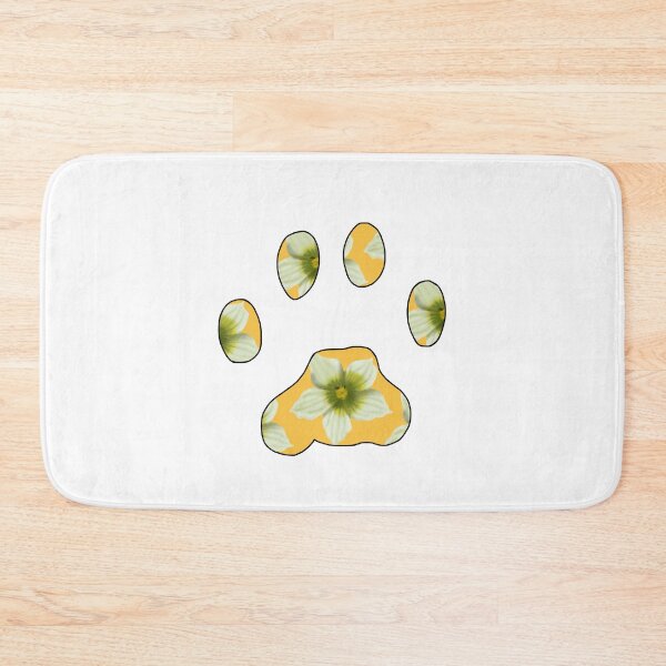 Item preview, Cat paw with Briony flower pattern in yellow on white designed and sold by Encie-Designs.