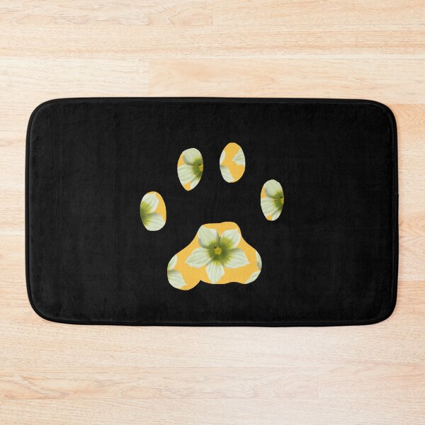 Item preview, Cat paw with Briony flower pattern in yellow on black designed and sold by Encie-Designs.