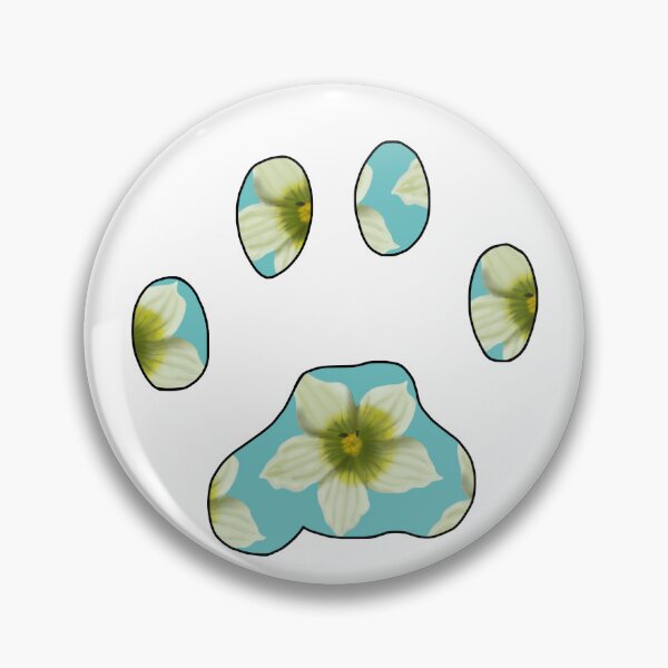 Item preview, Cat paw with Briony flower pattern in light blue on white designed and sold by Encie-Designs.