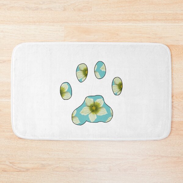 Item preview, Cat paw with Briony flower pattern in light blue on white designed and sold by Encie-Designs.