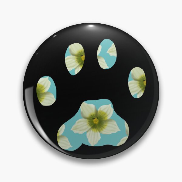 Item preview, Cat paw with Briony flower pattern in light blue on black designed and sold by Encie-Designs.