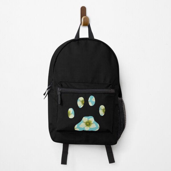 Item preview, Cat paw with Briony flower pattern in light blue on black designed and sold by Encie-Designs.