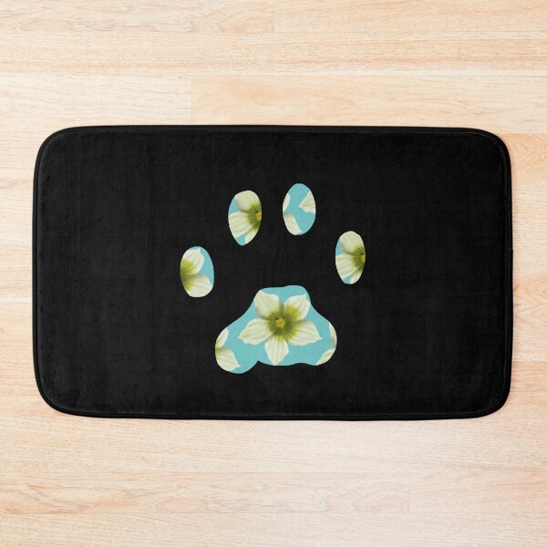 Item preview, Cat paw with Briony flower pattern in light blue on black designed and sold by Encie-Designs.