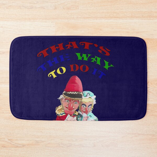 Item preview, Punch and Judy illustration with "That's the way to do it" words.Navy blue background. designed and sold by janesg.