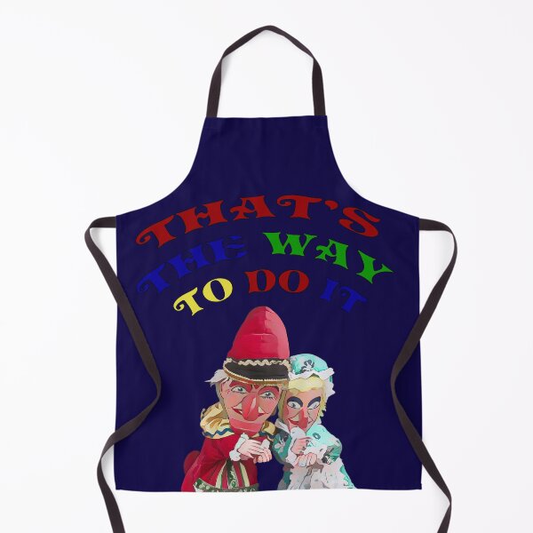 Item preview, Punch and Judy illustration with "That's the way to do it" words.Navy blue background. designed and sold by janesg.