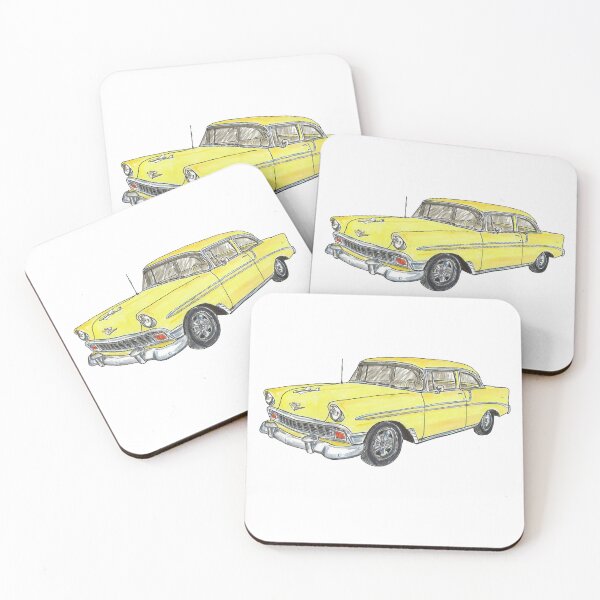 Item preview, 1956 Belair 2 Door Post - Yellow designed and sold by WheelsinArt.