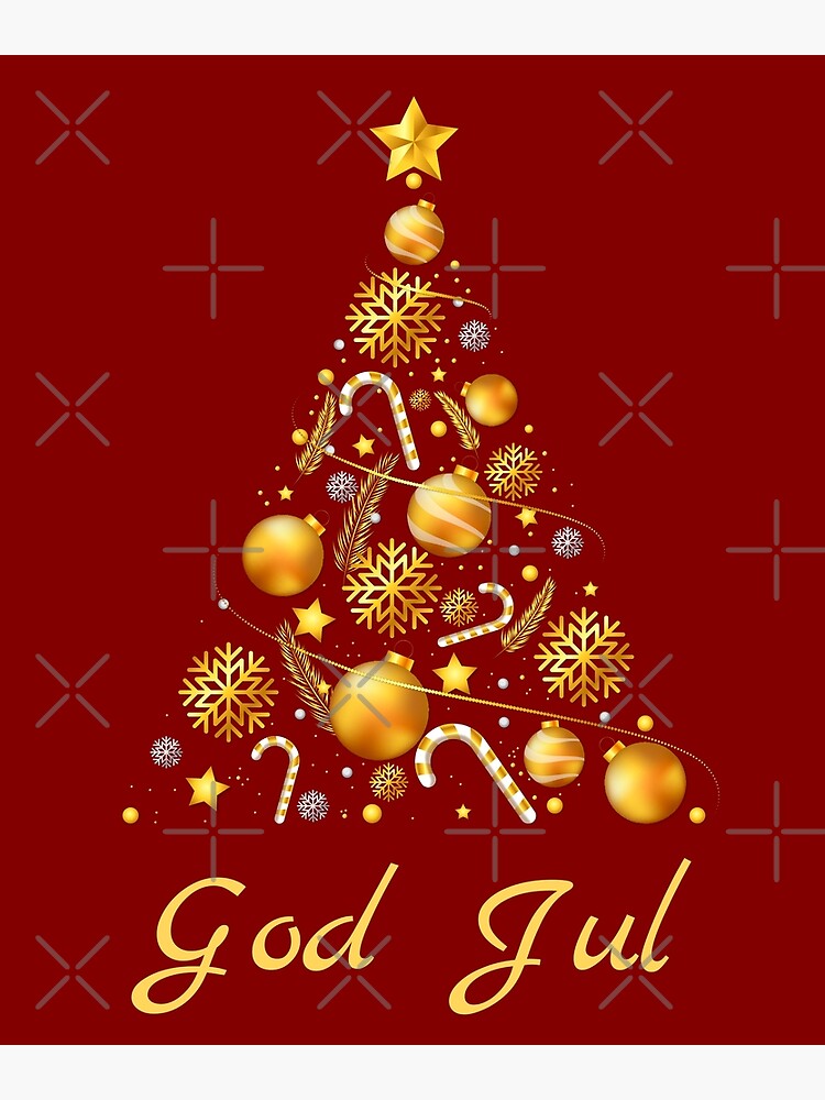 GOD JUL Sweden Christmas Tree Happy Christmas