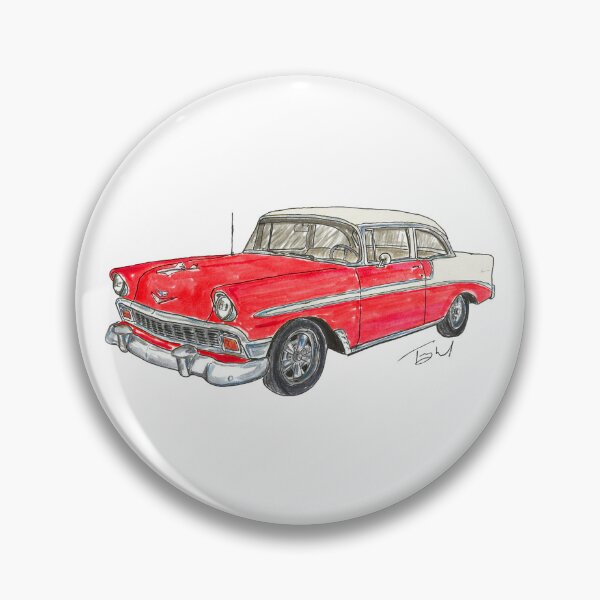Item preview, 1956 Belair 2 Door Post - White & Red designed and sold by WheelsinArt.